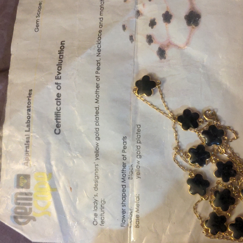 Certificate Evaluation Included Mother of Pearl Necklace & Earrings Set